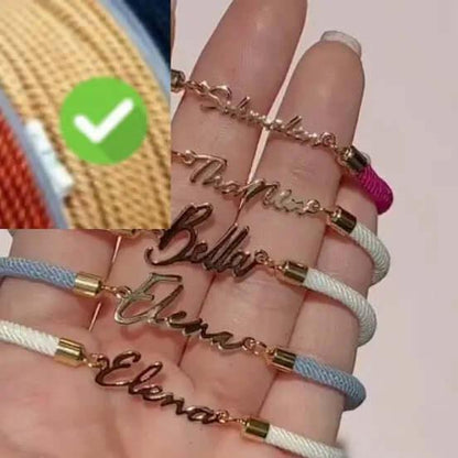 Personalized Colorful Rope Chain Custom Name Bracelet Personalized Adjustable Name Jewelry For Girls 3pcs / Gold