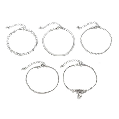 Love Beaded Punk Chain Foot Chain Set Hip Hop Personalized Snake Bone Chain Foot Anklet 01 Gold 4512