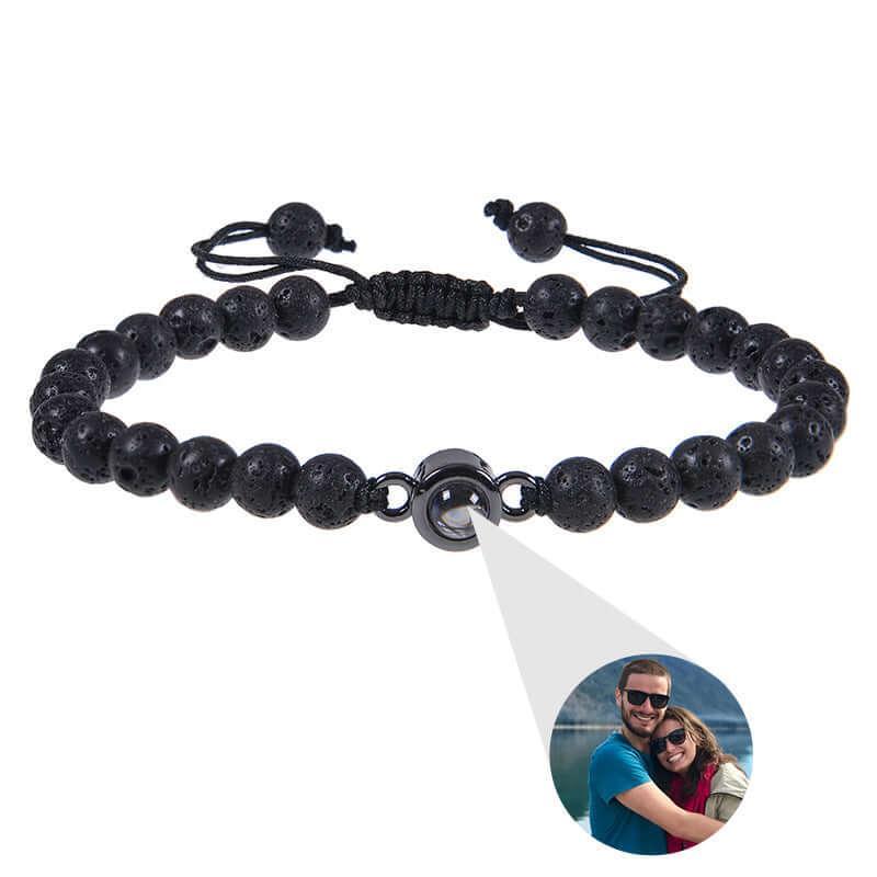 Photo projection bracelet 100 languages I Love You natural stone custom bracelet picture jewelry Volcanic Stone