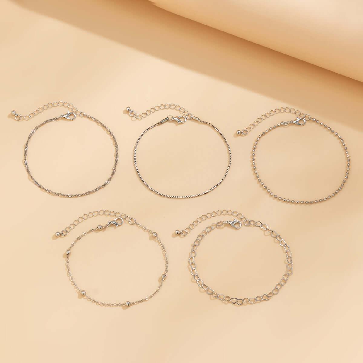 Love Beaded Punk Chain Foot Chain Set Hip Hop Personalized Snake Bone Chain Foot Anklet 01 Gold 4512