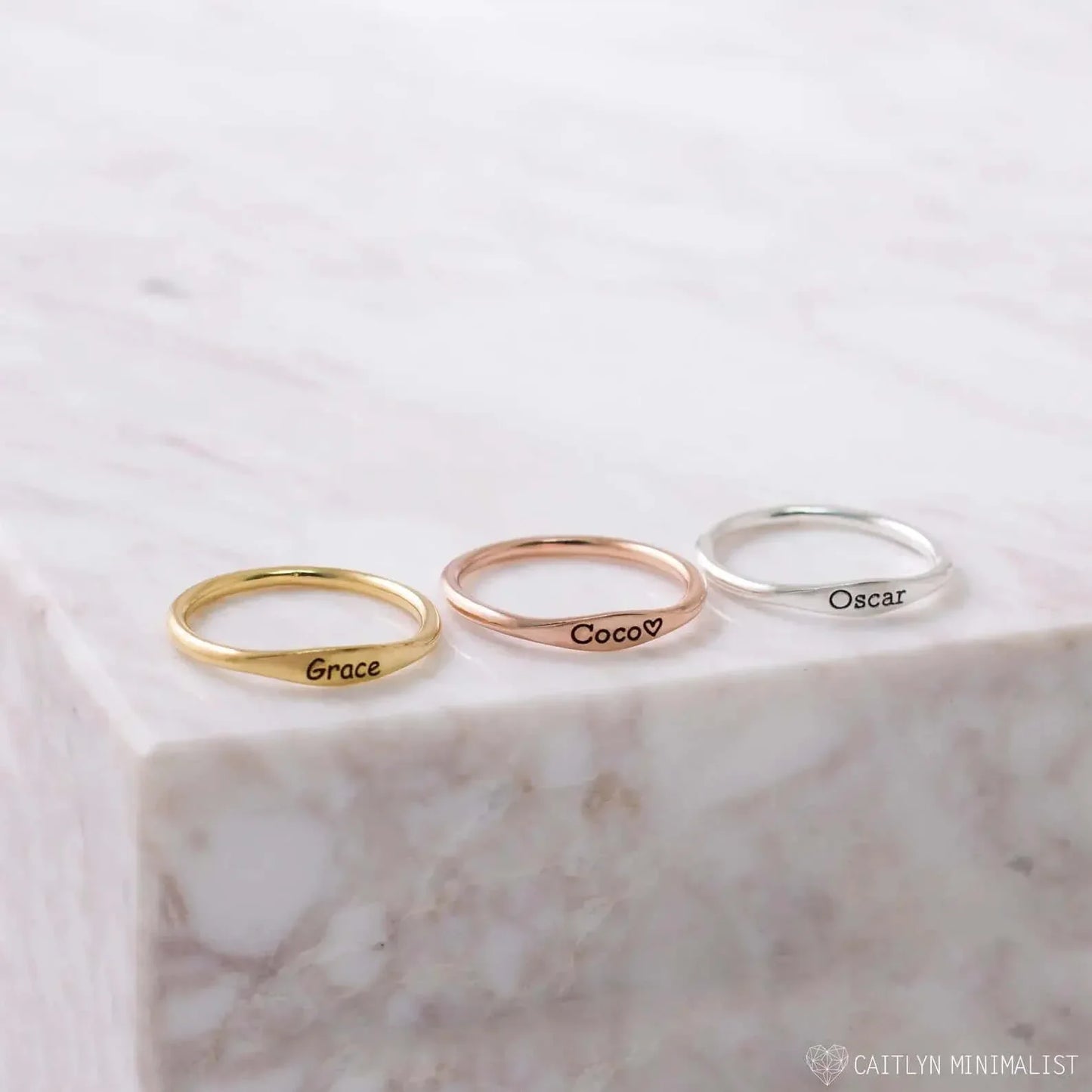 Tiny Name Ring - Minimalist Ring - delicate ring 10 - US size / Rose Gold