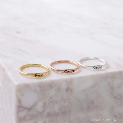 Tiny Name Ring - Minimalist Ring - delicate ring 10 - US size / Rose Gold