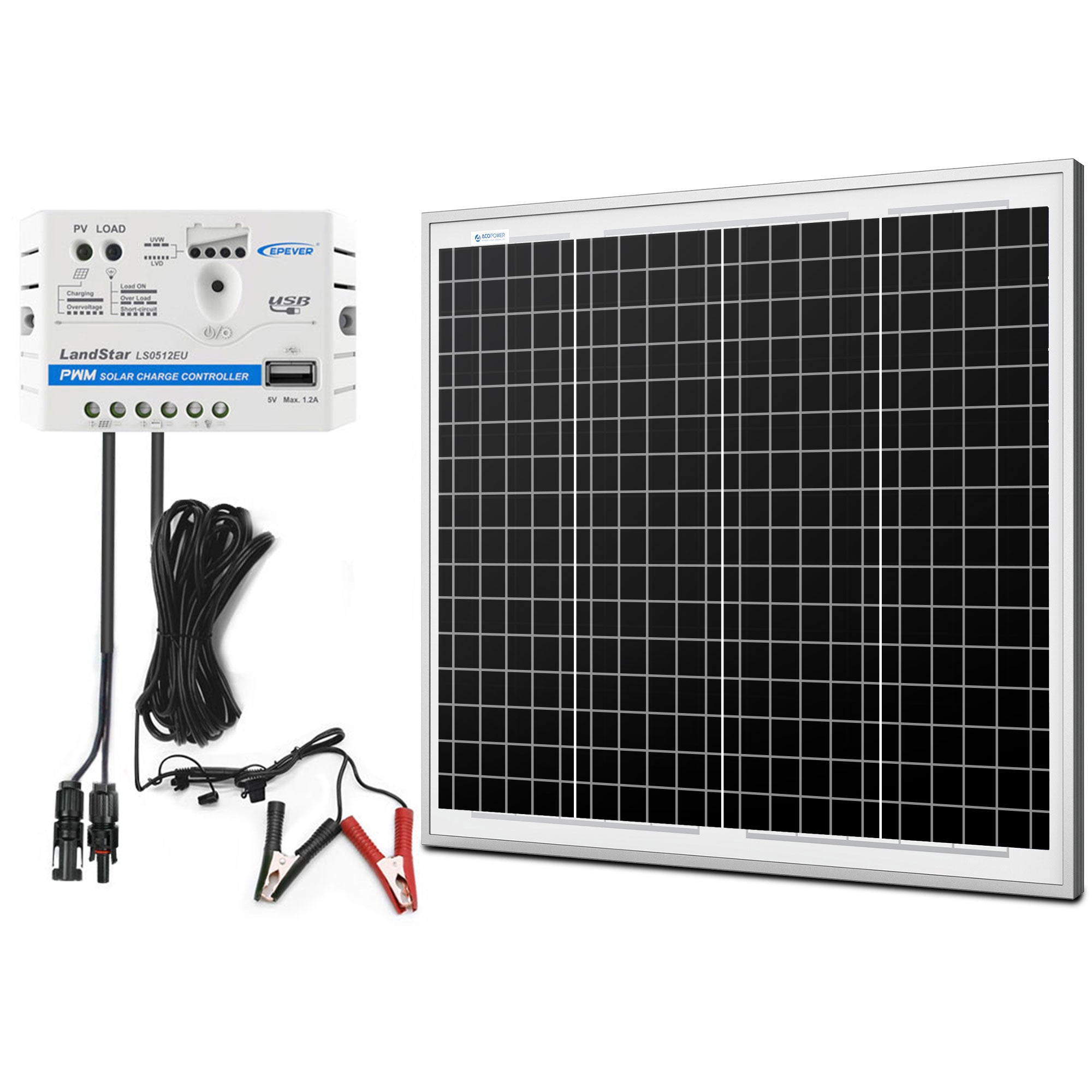 50W 12V Solar Charger Kit