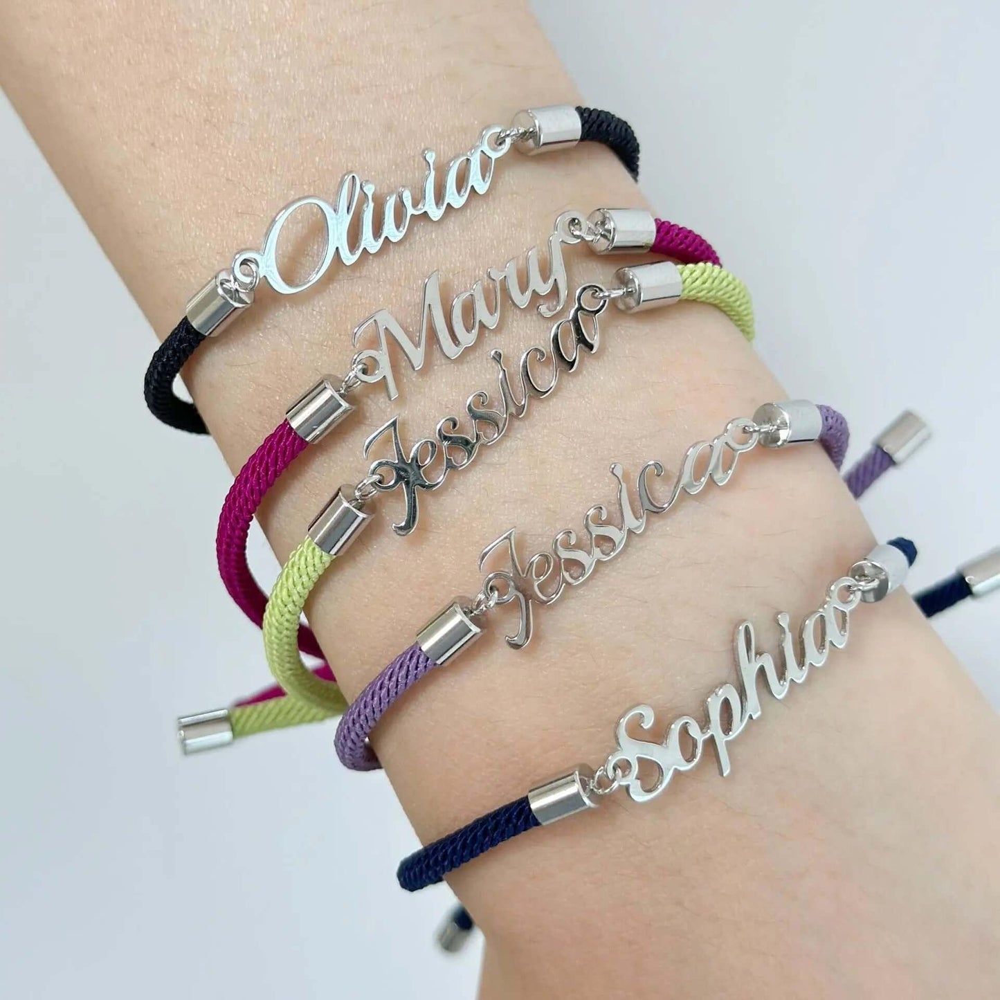 Personalized Colorful Rope Chain Custom Name Bracelet Personalized Adjustable Name Jewelry For Girls 3pcs / Gold