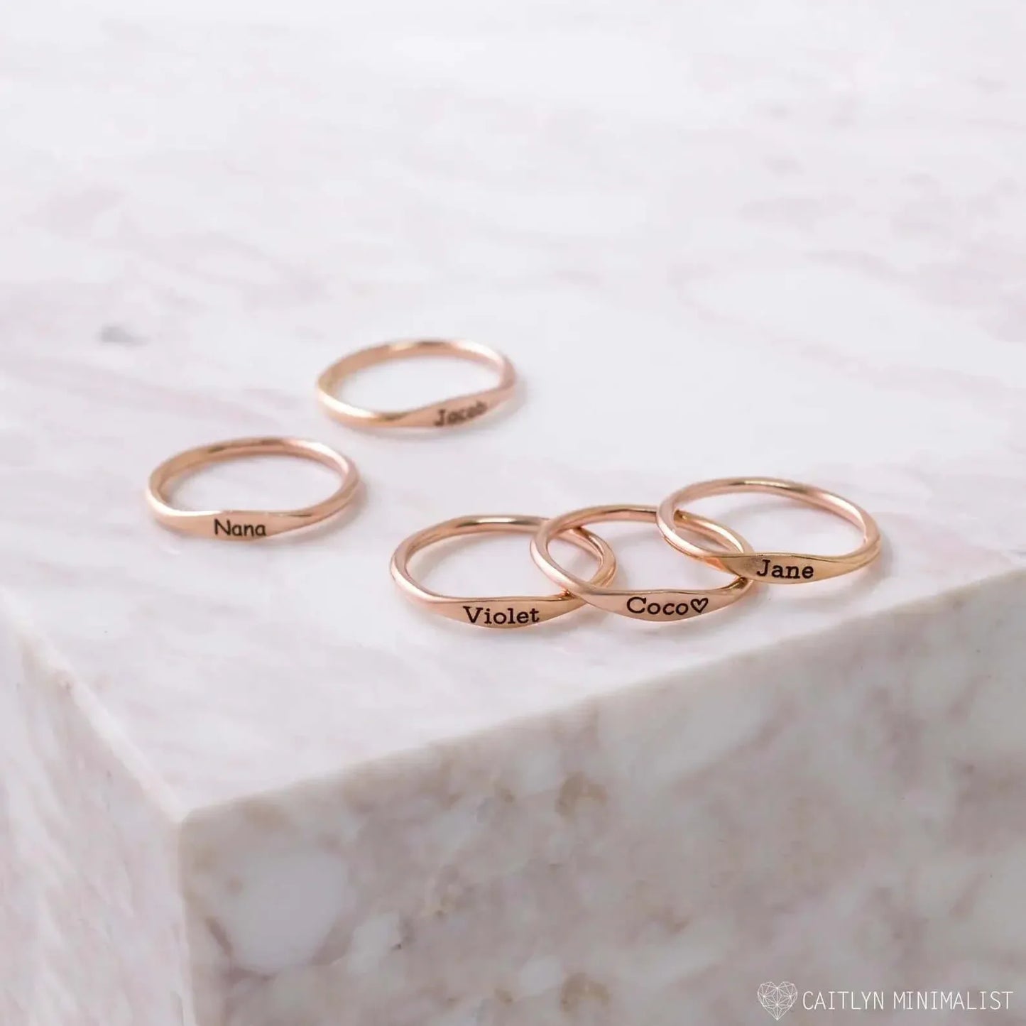 Tiny Name Ring - Minimalist Ring - delicate ring 10 - US size / Rose Gold