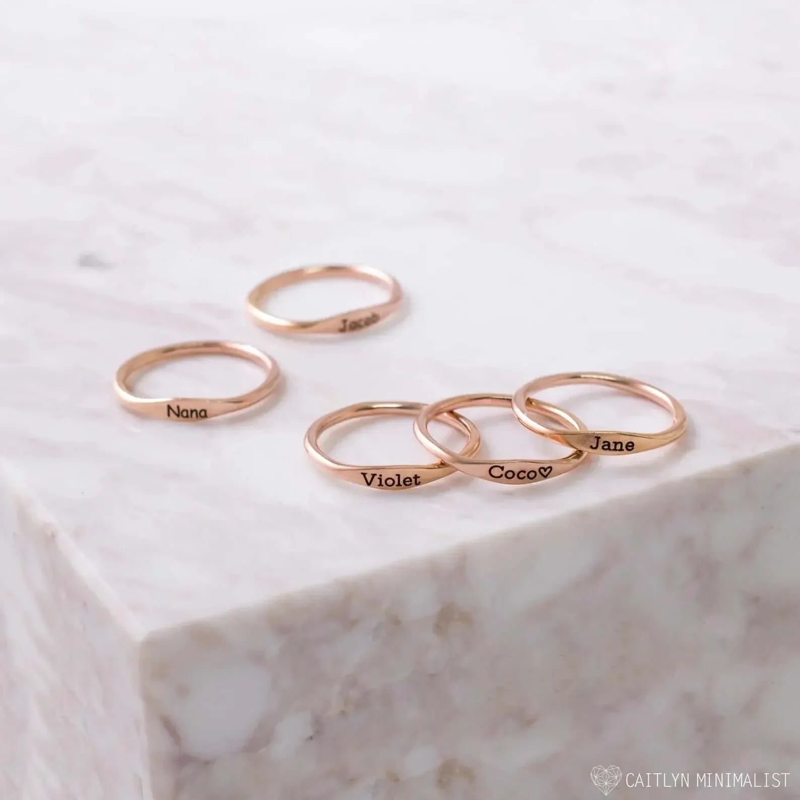 Tiny Name Ring - Minimalist Ring - delicate ring 10 - US size / Rose Gold