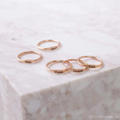 Tiny Name Ring - Minimalist Ring - delicate ring 10 - US size / Rose Gold