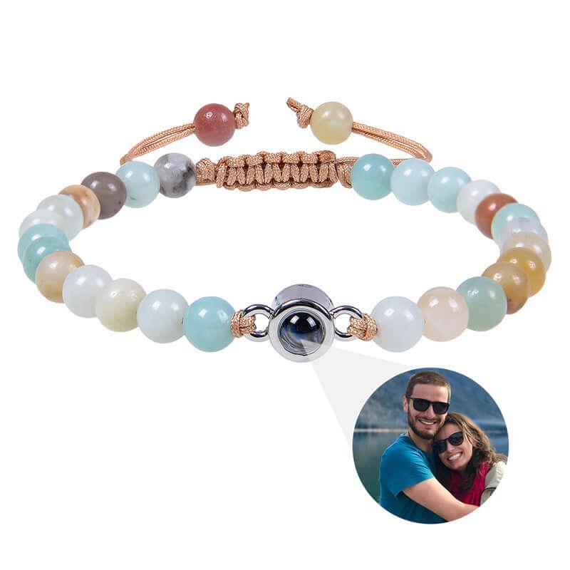 Photo projection bracelet 100 languages I Love You natural stone custom bracelet picture jewelry Amazonite