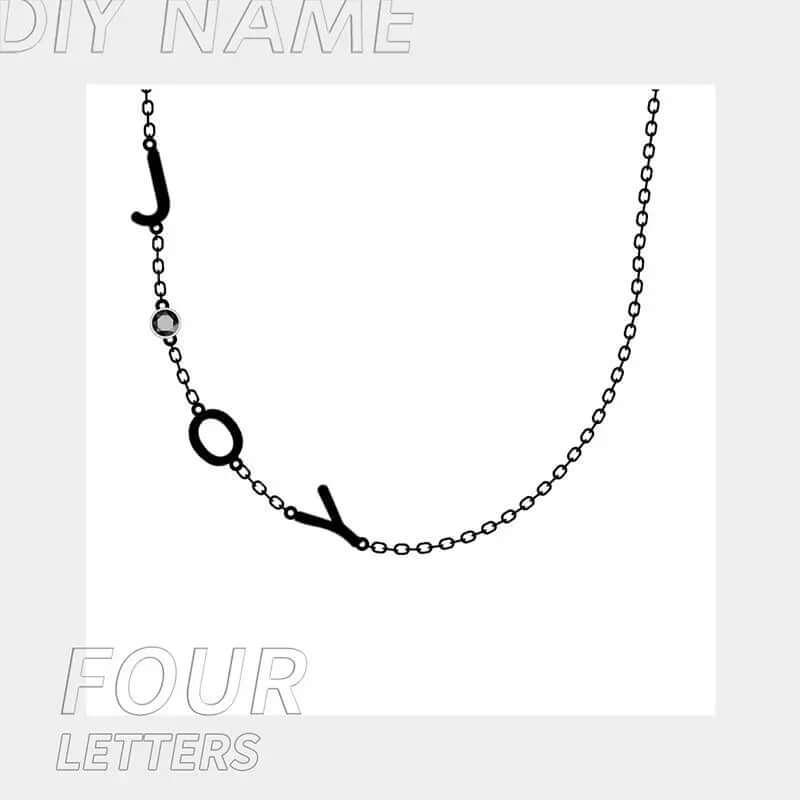 Stainless Steel 26 English Letter Name Necklace 7Letters / Steel color