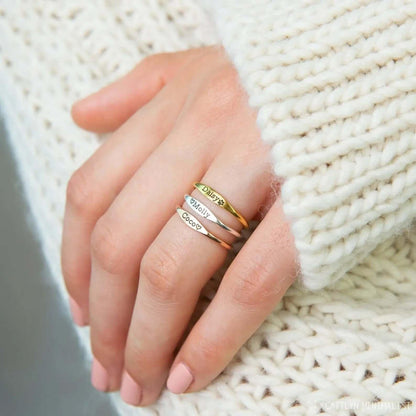 Tiny Name Ring - Minimalist Ring - delicate ring 10 - US size / Rose Gold