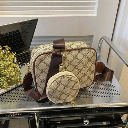 Vintage Pattern Crossbody Bags For Women Shoulder Shell Bag Trend Brown