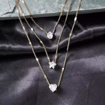 Radiant Heart 3-Layer Rhinestone Necklace NL254-02