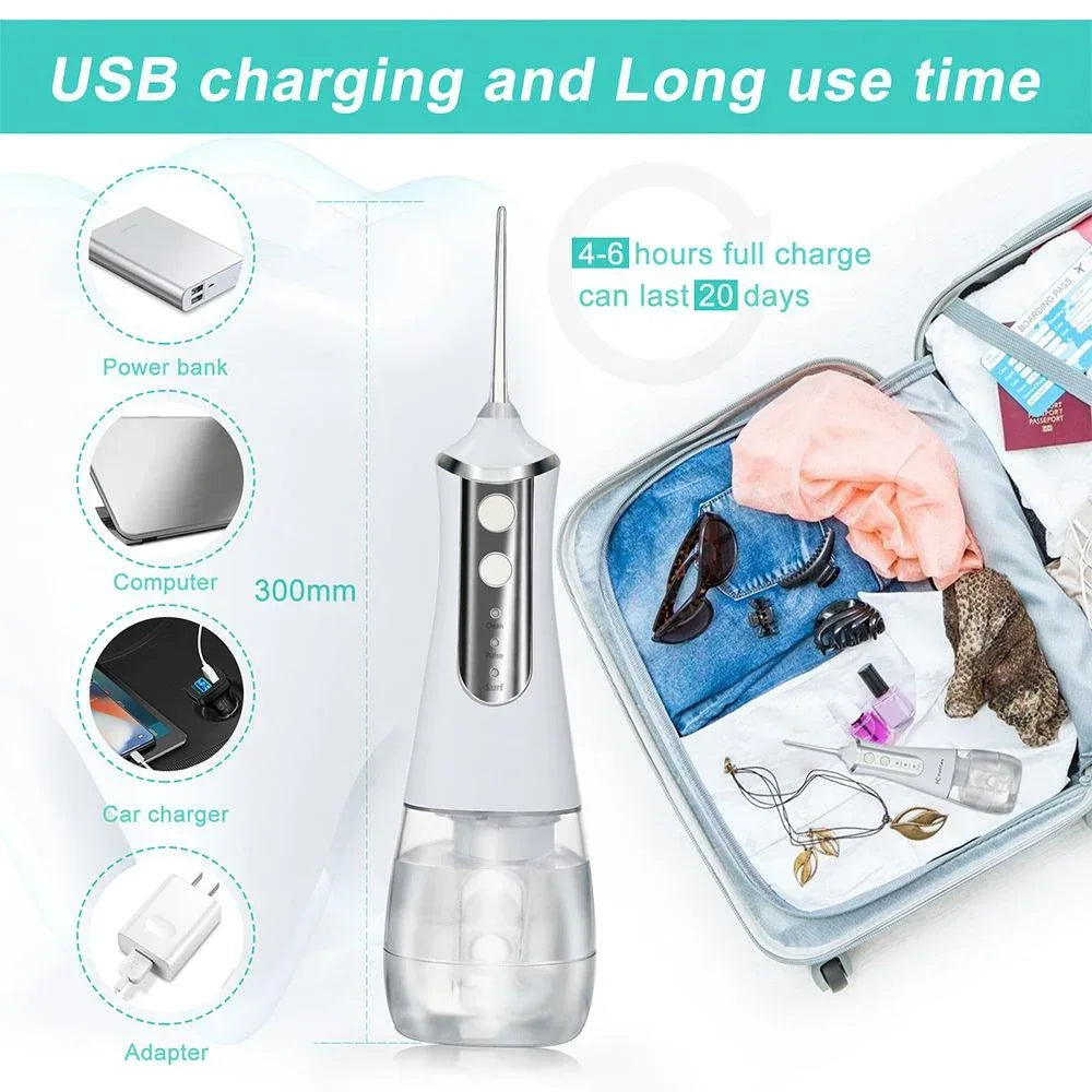 350ml Large Water Tank Dental Flushing Device USB Charging Irrigator White