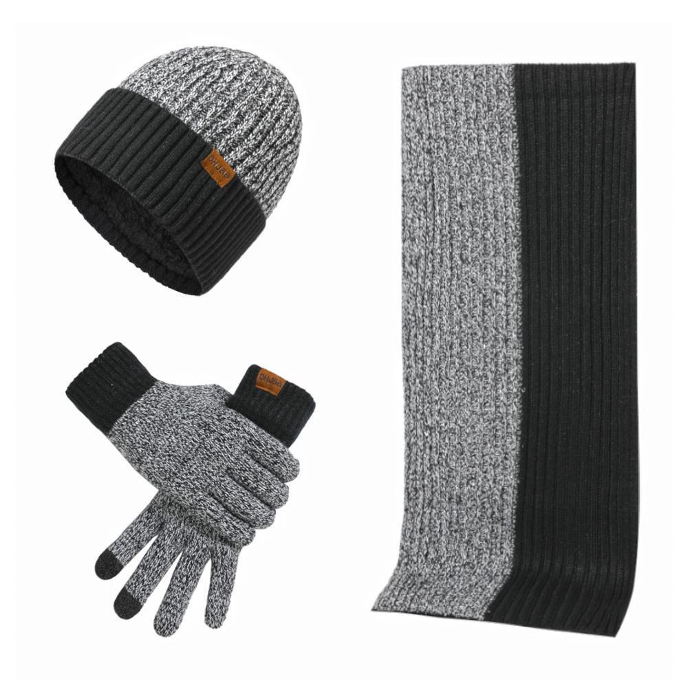 3Pcs Winter Scarf Hat Gloves Kit Beanie Hat & Long Scarf & Gloves Gift Coffee