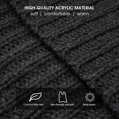 3Pcs Winter Scarf Hat Gloves Kit Beanie Hat & Long Scarf & Gloves Gift Coffee