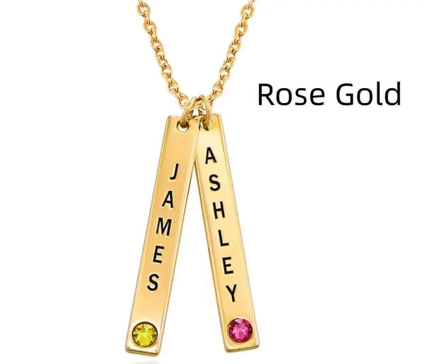 Personalized Vertical Necklace, Mother's Day Gift Rose Gold / 5 Pendant
