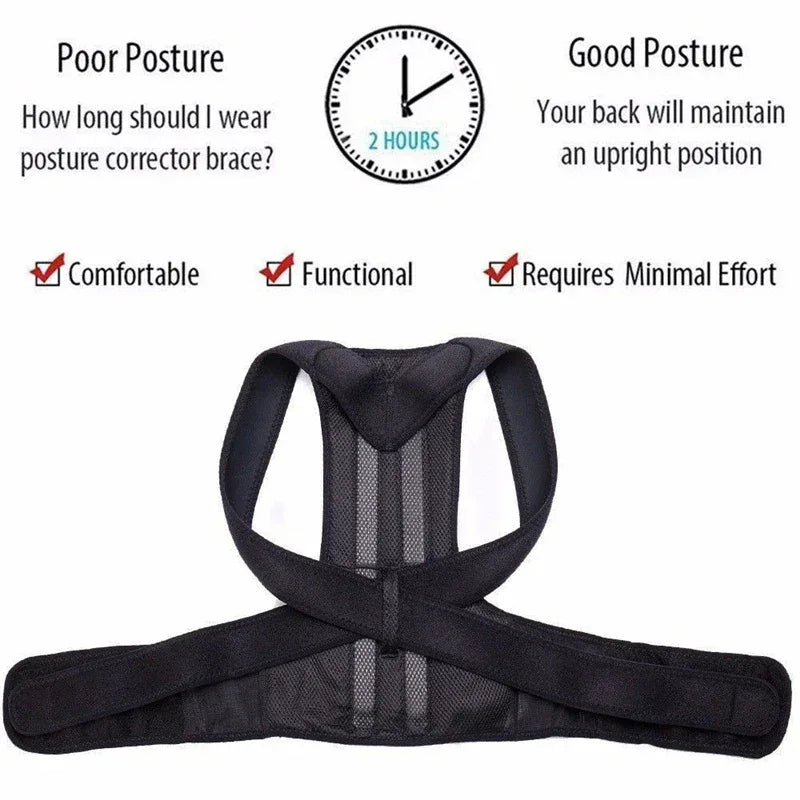 Adjustable Posture Corrector Low Back Support Shoulder Brace Belt For L
