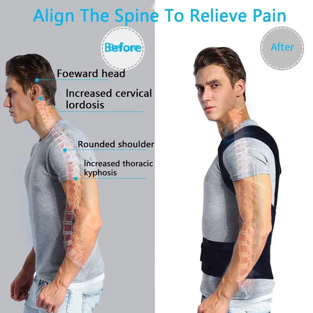 Adjustable Posture Corrector Low Back Support Shoulder Brace Belt For L