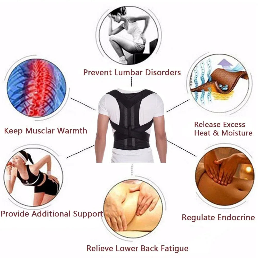 Adjustable Posture Corrector Low Back Support Shoulder Brace Belt For L