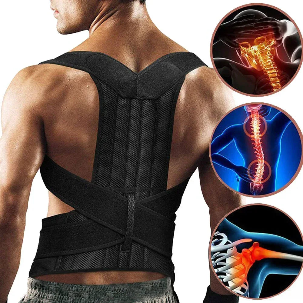 Adjustable Posture Corrector Low Back Support Shoulder Brace Belt For L