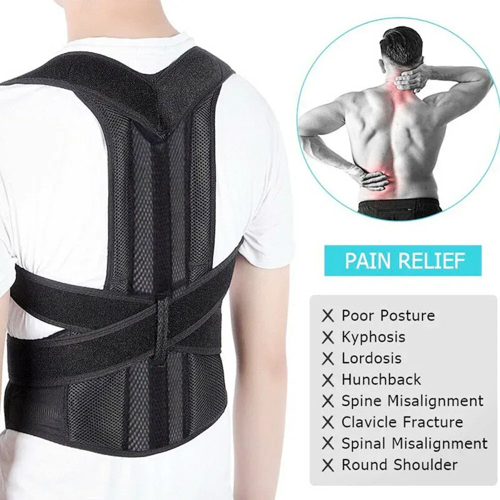 Adjustable Posture Corrector Low Back Support Shoulder Brace Belt For L