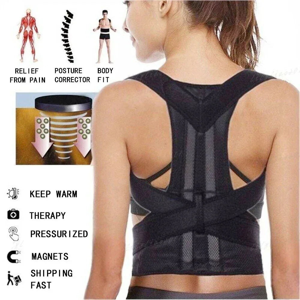 Adjustable Posture Corrector Low Back Support Shoulder Brace Belt For L