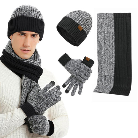 3Pcs Winter Scarf Hat Gloves Kit Beanie Hat & Long Scarf & Gloves Gift Coffee