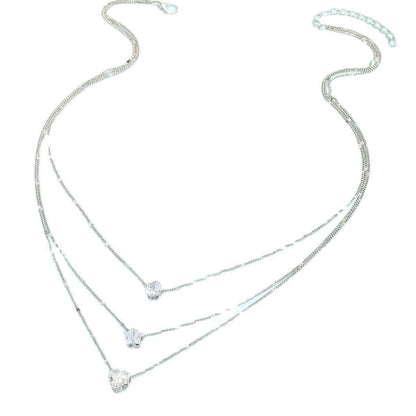 Radiant Heart 3-Layer Rhinestone Necklace NL254-02