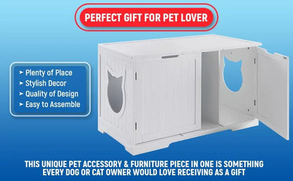 X-Large Cat Washroom Bench Litter Box Enclosure Furniture Box House Brown