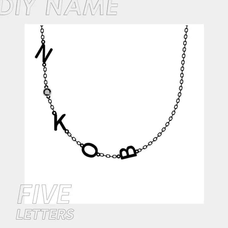 Stainless Steel 26 English Letter Name Necklace 7Letters / Steel color