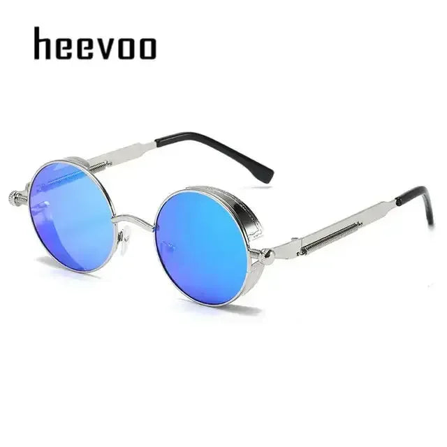 Fashion Round Sun Glasses Silver Blue