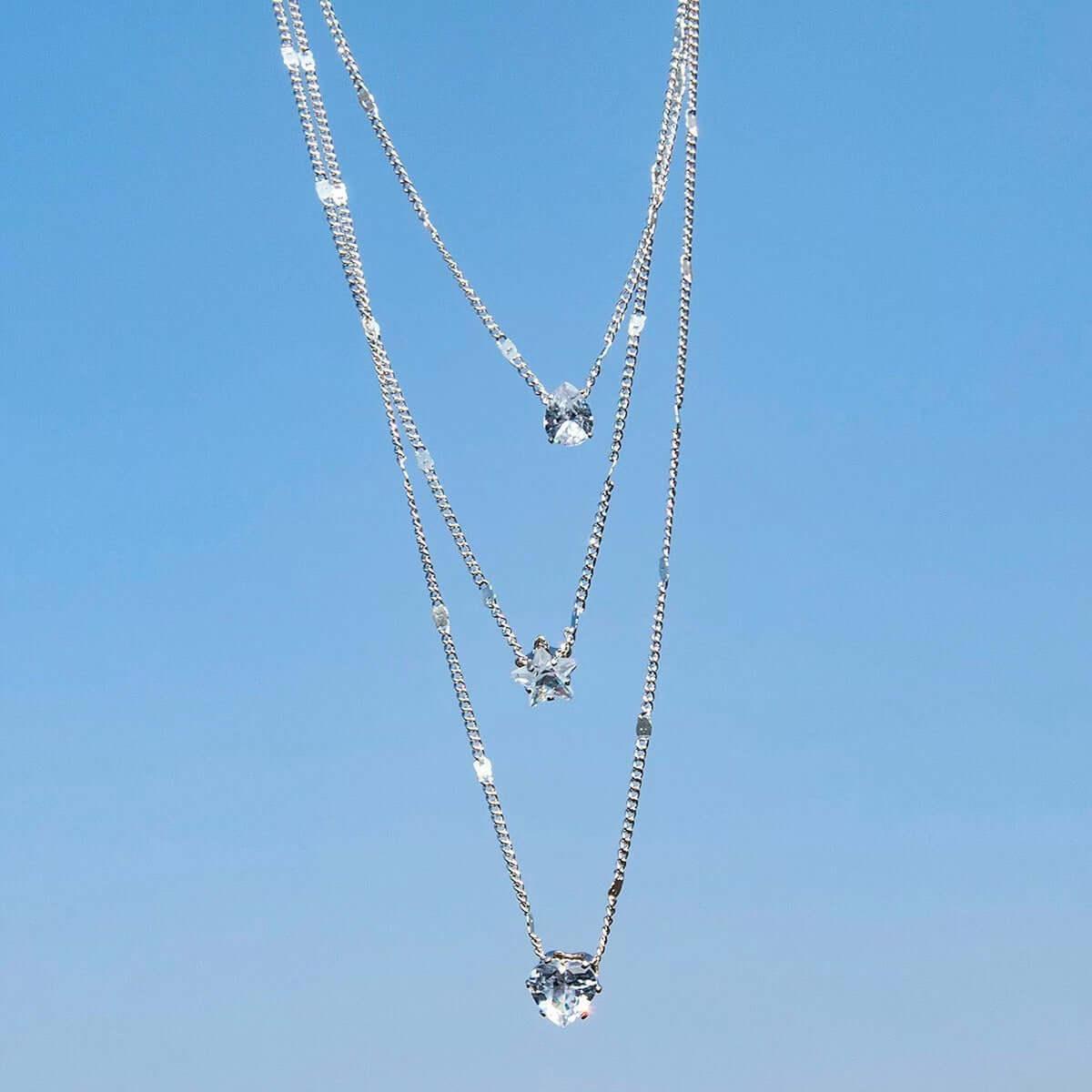 Radiant Heart 3-Layer Rhinestone Necklace NL254-02