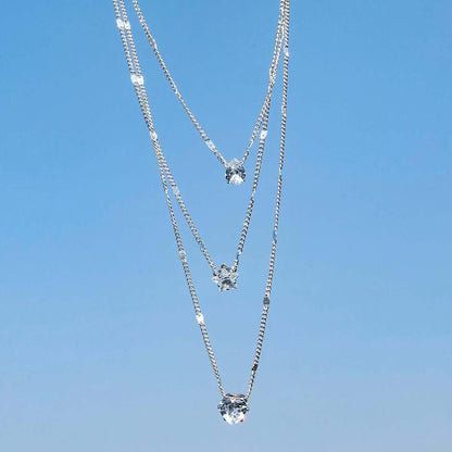 Radiant Heart 3-Layer Rhinestone Necklace NL254-02