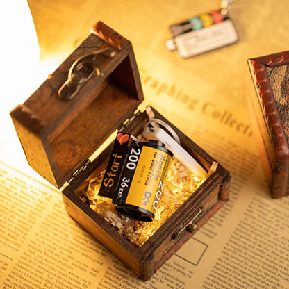 New Customized 10 Photos 2 Texts Memory Film Roll Keychain DIY Custom Album Keyring Personalized Wedding Anniversary Lovers Gift With wooden box