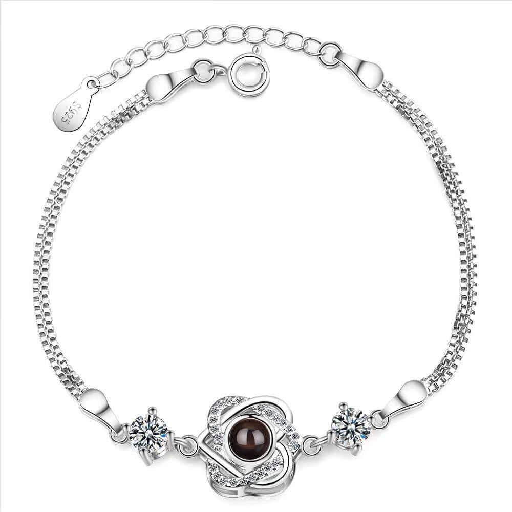 Customized color photo projection s925 pure silver six pointed star bracelet with 100 languages for birthday commemoration eprolo