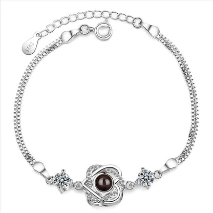 Customized color photo projection s925 pure silver six pointed star bracelet with 100 languages for birthday commemoration eprolo