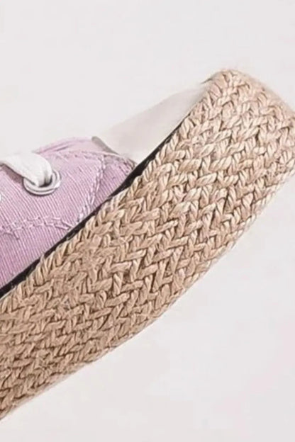 Beast Fashion Lace Up Woven Espadrille Sole Sneakers Lilac / 6