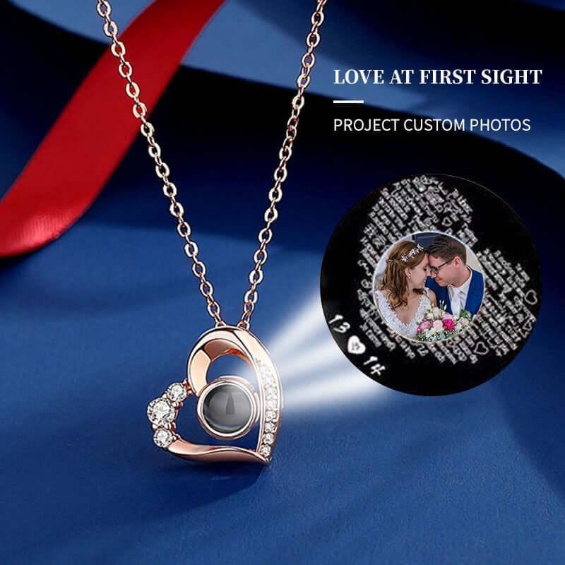 I Love You 100 Languages Personalized Projection Necklace Rose Gold Color chart