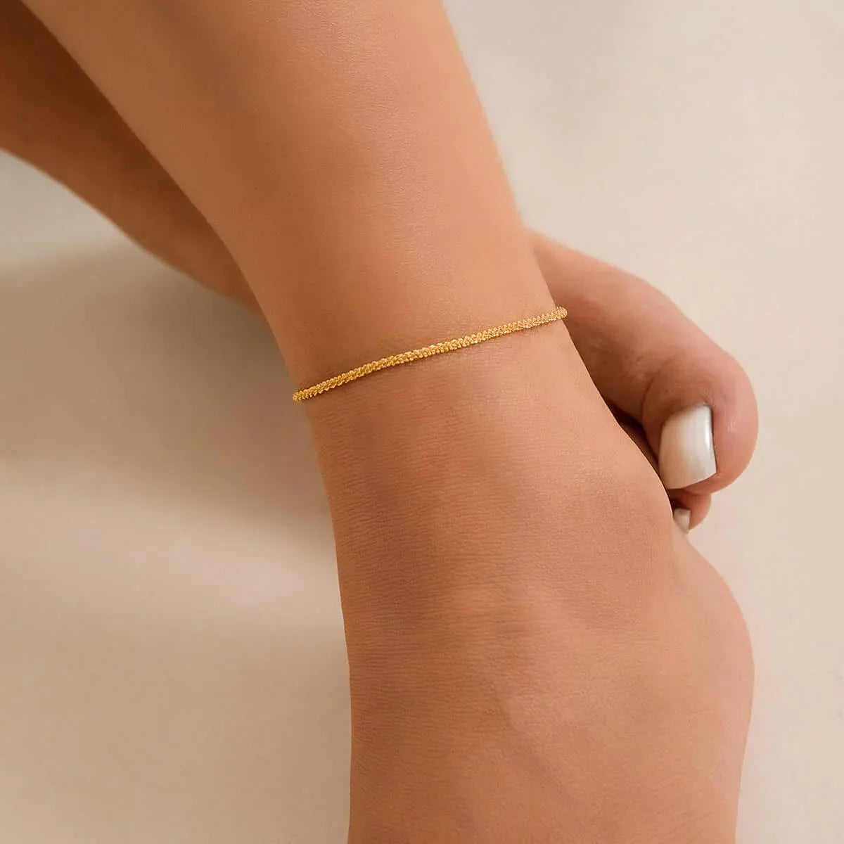 Versatile Sparkling Thin Chain Metal Wind Foot Chain Style Beach Anklet Set 01 Gold 0864