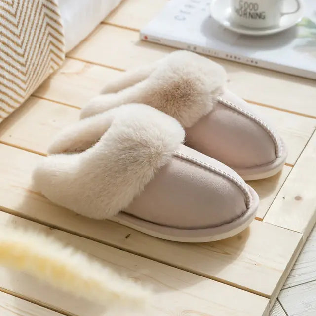 Winter Warm Home Fur Slippers Women