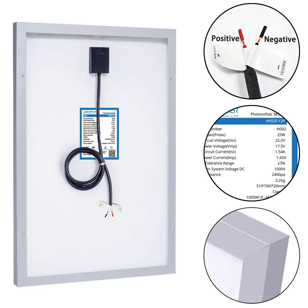ACOPower 25W Off-grid Solar Kits, 5A charge controller with SAE connector Default Title