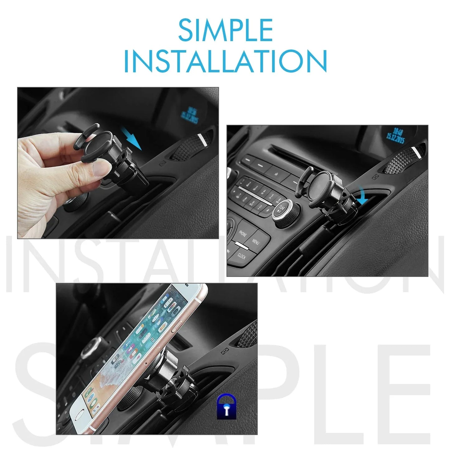 Air Vent Mount Phone Holder with Adjustable Switch Lock for Popsocket Default Title