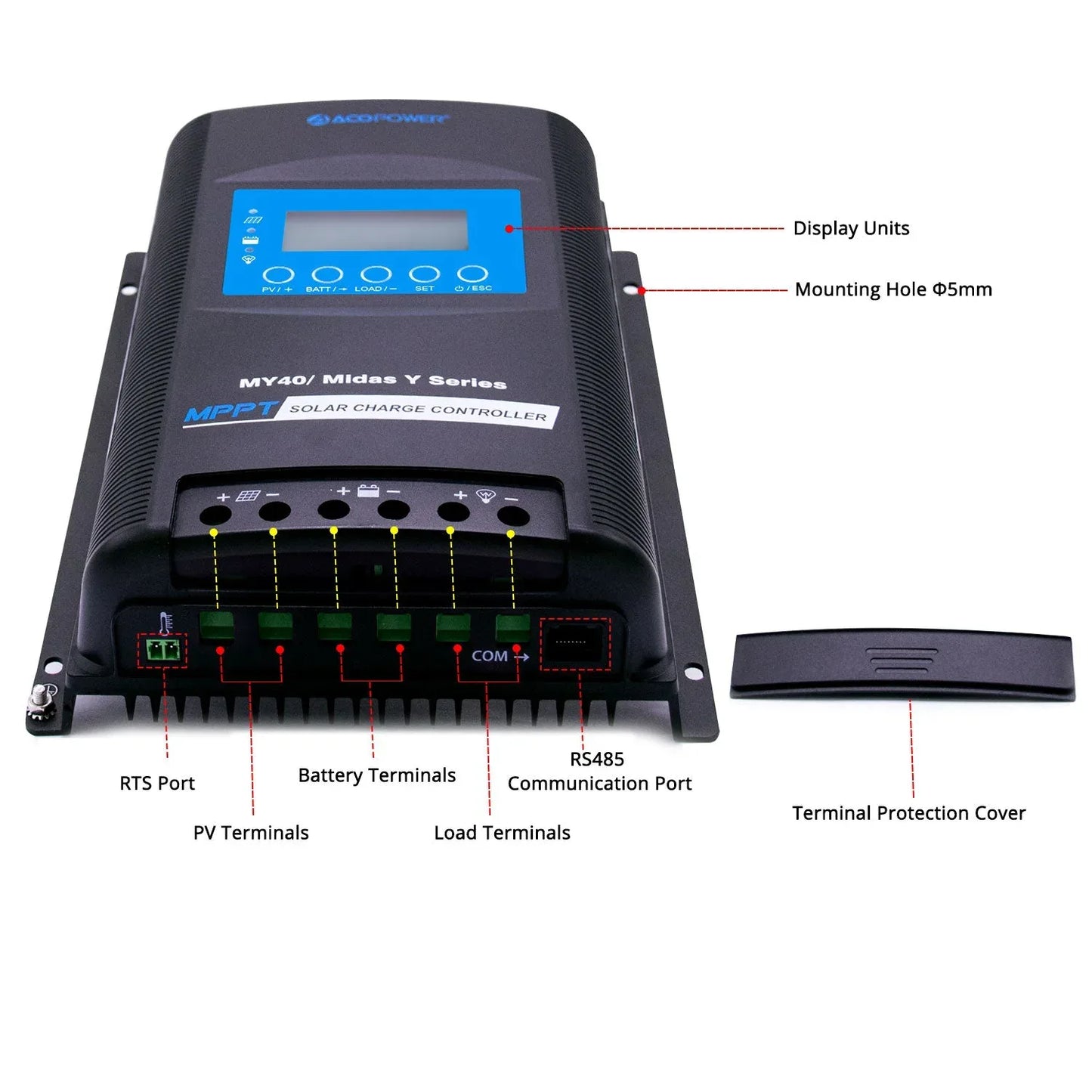 Midas 40 Amp MPPT Solar Charge Controller with MT-50 Default Title