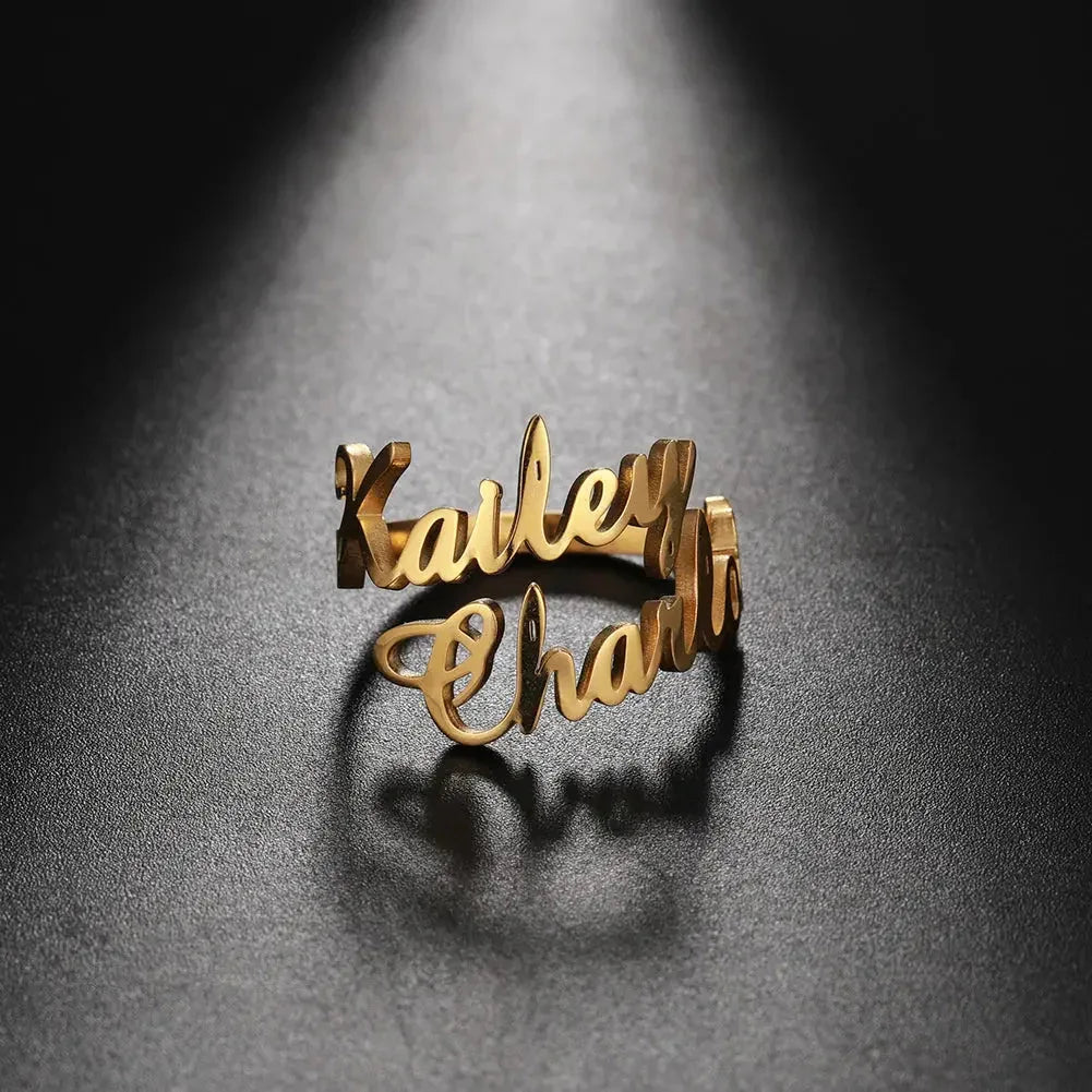 Name Ring - custom name ring rose gold
