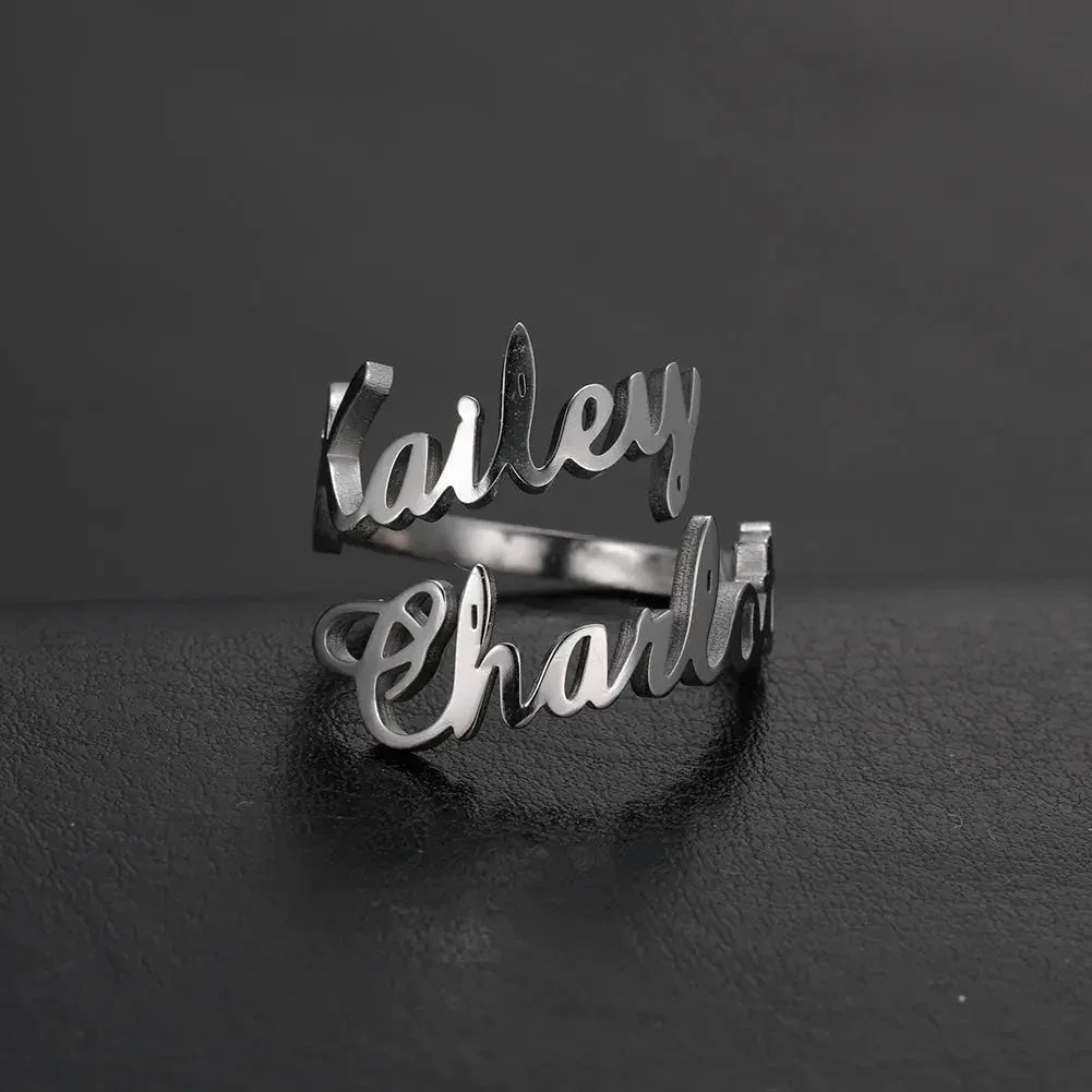 Name Ring - custom name ring rose gold