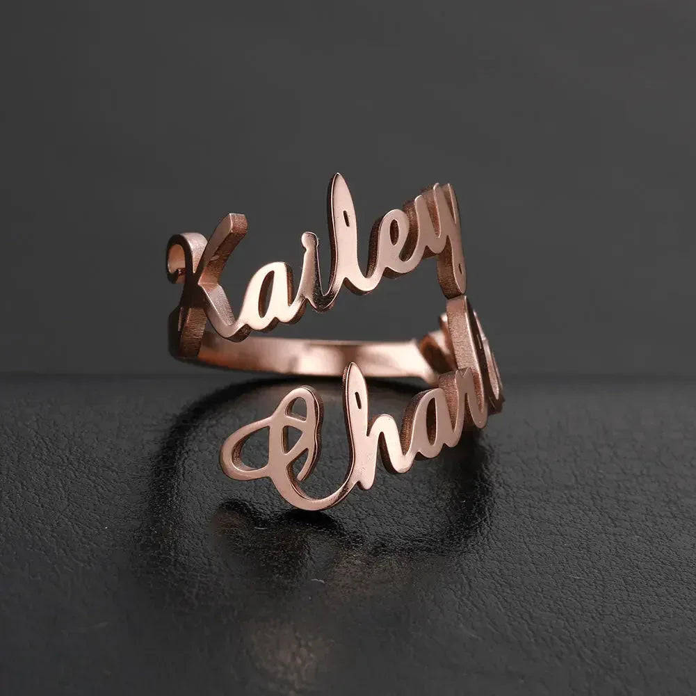 Name Ring - custom name ring rose gold