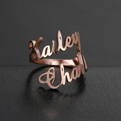 Name Ring - custom name ring rose gold