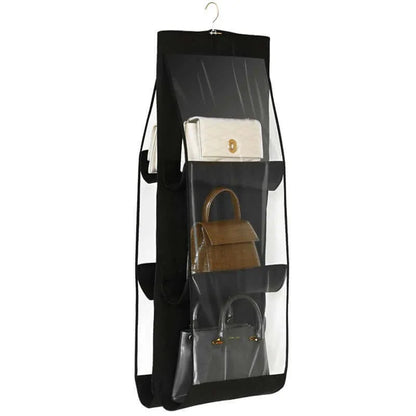 Bag storage hanging bag hanging double-sided transparent six-layer storage bag bedroom wardrobe storage bag dust bag Gray 6 grids [thick double layer] / 36**85cm