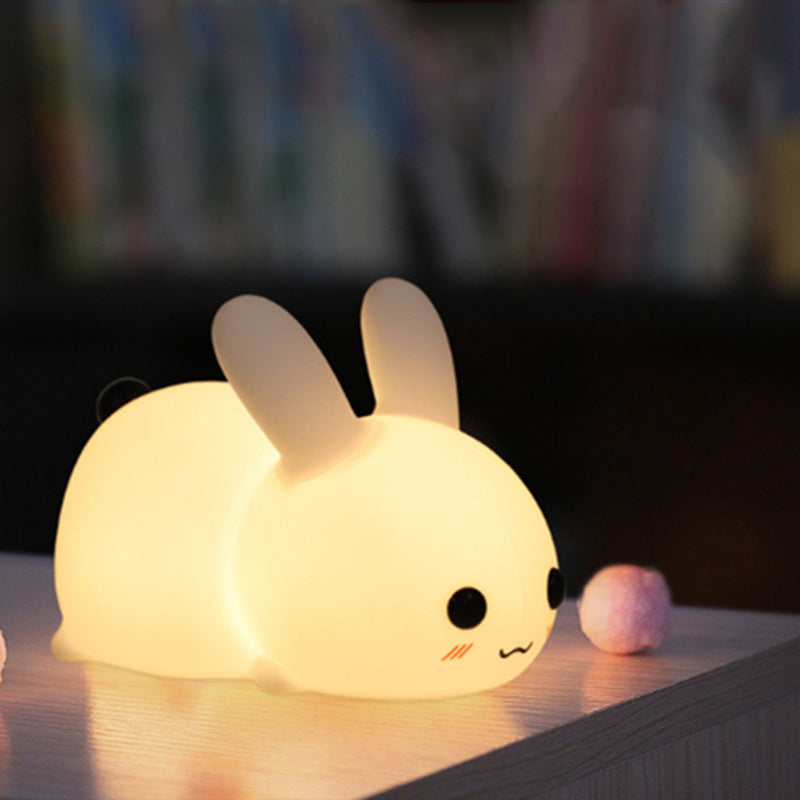 Cute Rabbit Silicone Lamp Timing Bedside Decor Kids Baby nightlight Birthday Gift