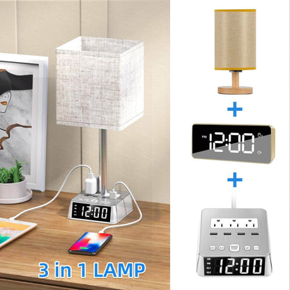 Table Lamp, 4 USB Ports &amp; AC Power Outlets, Alarm Clock Default Title